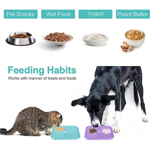 Licking Mat for Dogs & Cats 2 Pack with Suction Cups,Dog Peanut Butter Lick Pads - Picture 2 of 7